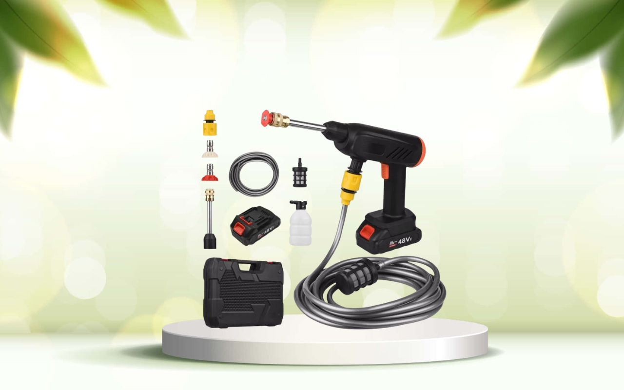 Scopri la pistola idropulitrice portatile: pulizia professionale ovunque senza rubinetto